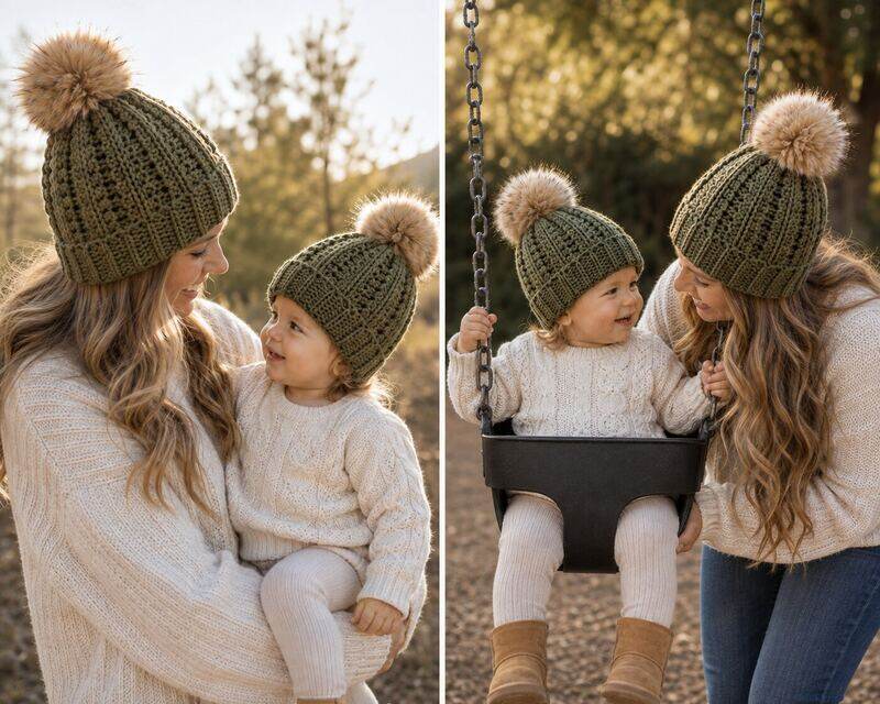 Olive Beanie shown worn
