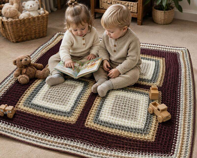 Burgundy Baby Blanket shown worn
